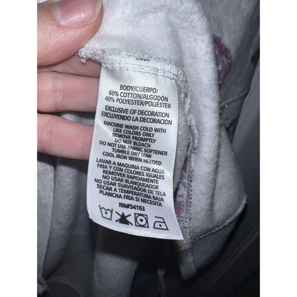 Calvin Klein Sweatshirt Womens XL Gray Cowl Neck Logo Floral AOP Roses - Picture 4 of 8